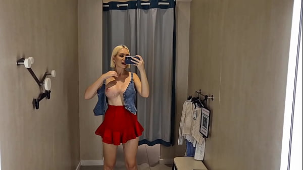 Public Store Tease &ndash_ Blonde with Big tits Shopping Without Panties